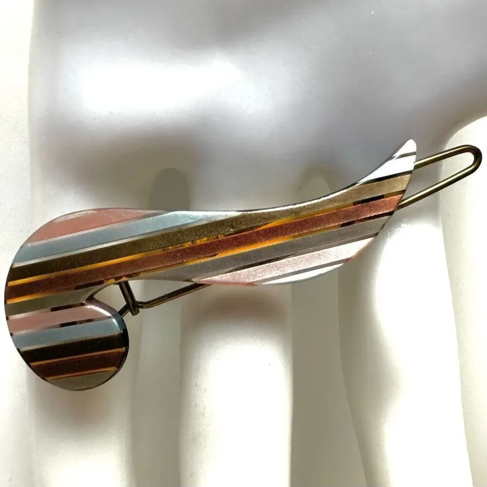 Vintage striped barrette stamped France